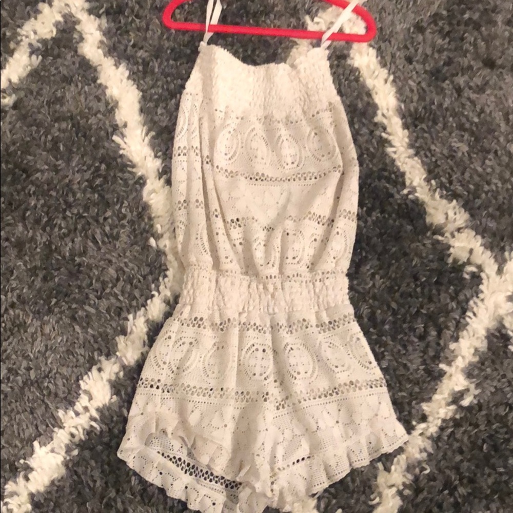 White laced baithing suit cover up.